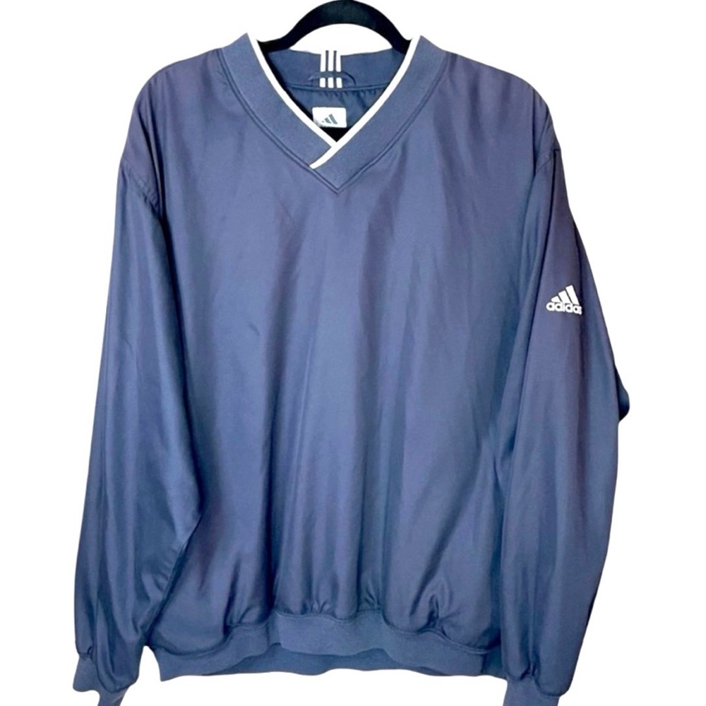 Adidas Golf Windbreaker Pullover XL Blue V Neck Lightweight Jacket